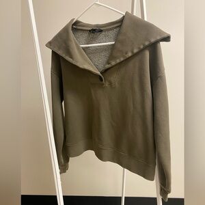 Banana Republic Olive Green Cowl Neck Cropped Sweater